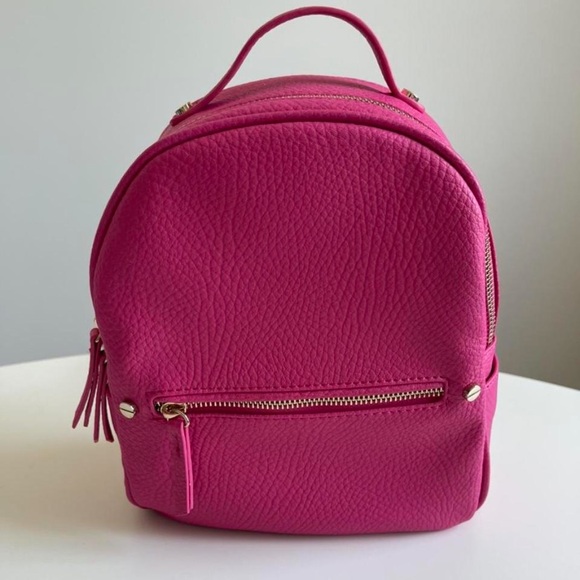 Hot Pink Mali + Lili Vegan Leather Backpack Purse - Picture 3 of 6